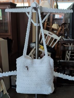 Y2K Lina White Crochet Shoulder Bag - Lightweight Summer Tote